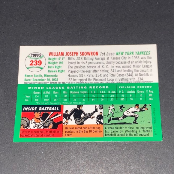 Bill Skowron Rookie Yankees card 2001 Topps - Picture 2 of 2